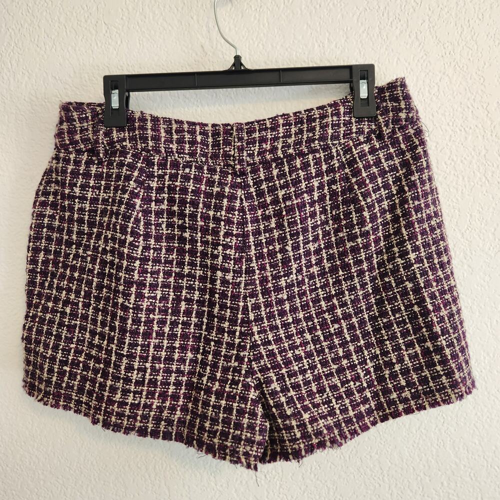House of Harlow 1960 Women's Size Large Tweed Purple/White Plaid Shorts New - Picture 4 of 4